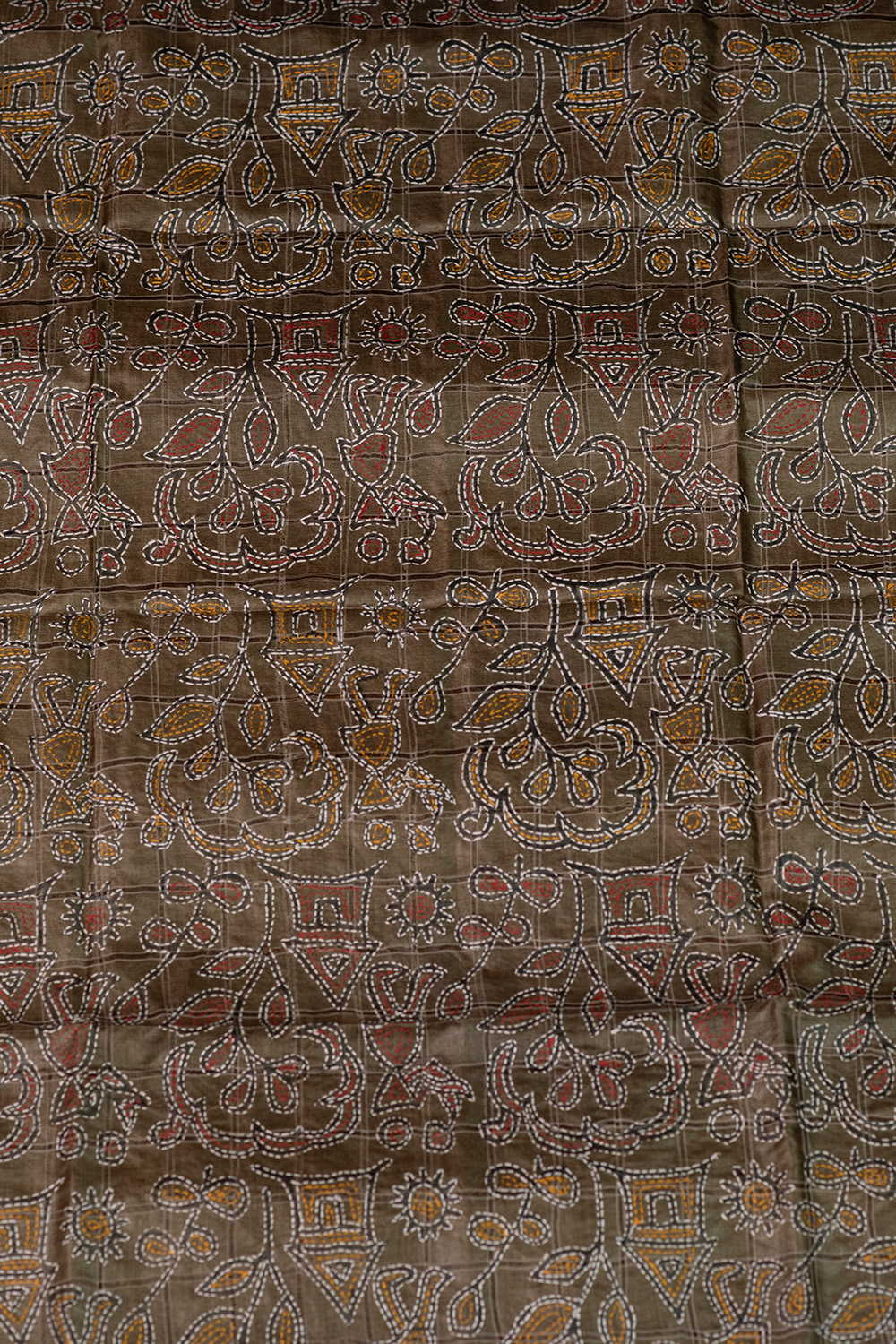 Grey Shaded Kantha Tussar Silk Blouse - Image 2