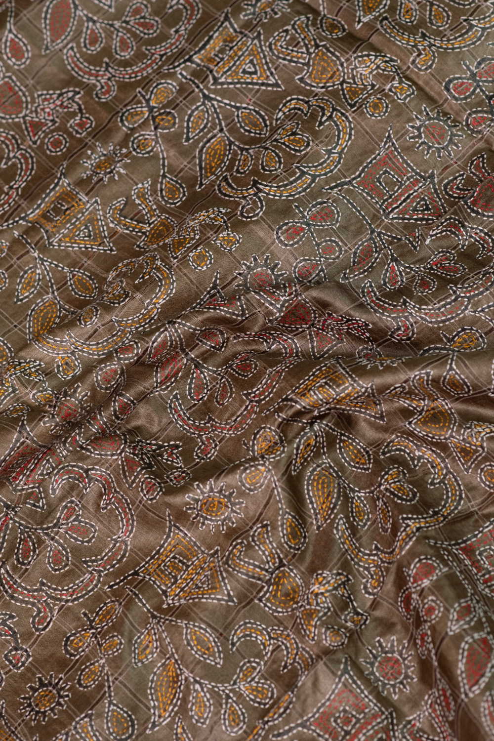 Grey Shaded Kantha Tussar Silk Blouse - Image 3