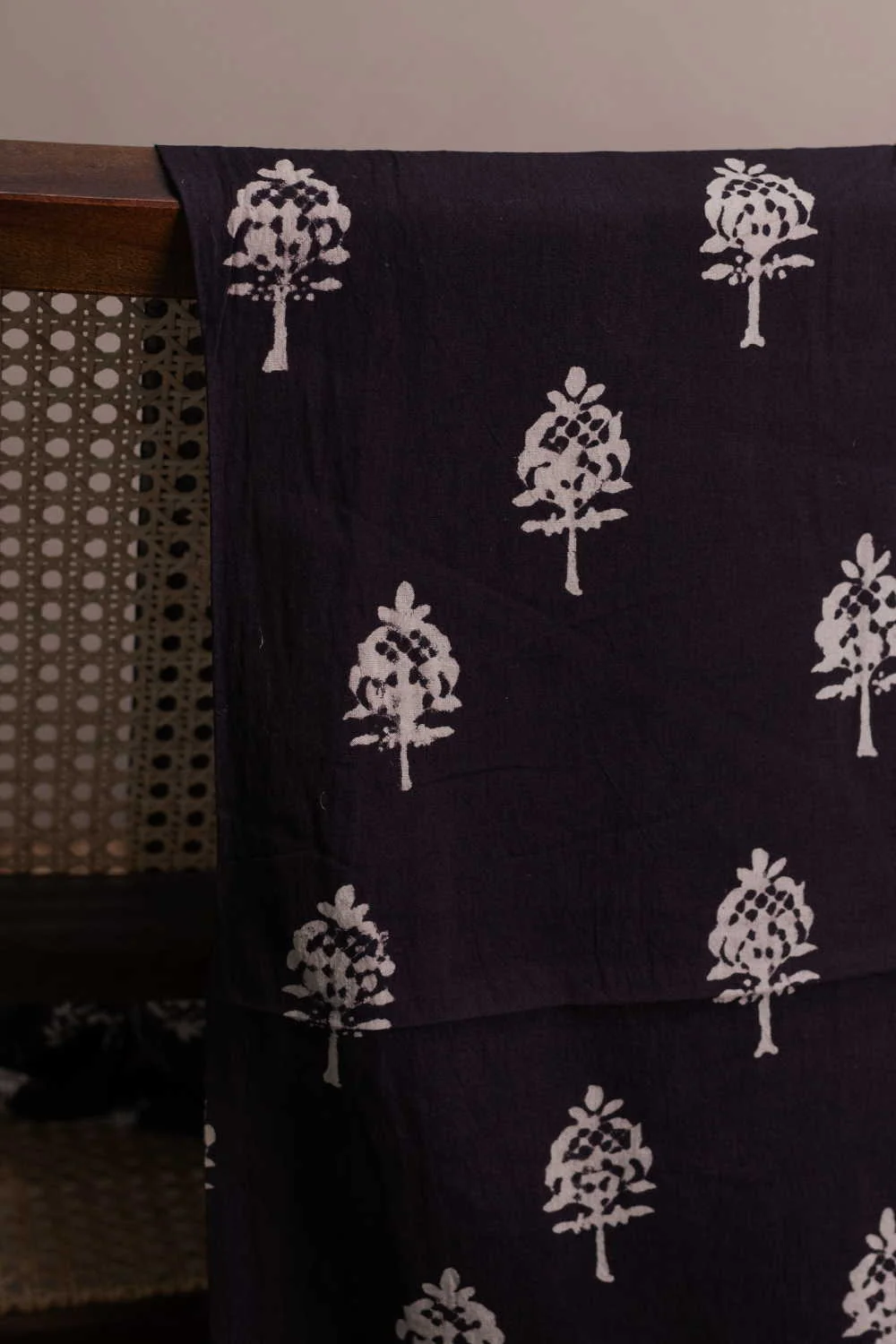 Buttas on Black Ajrak Cotton Fabric - 1m - Image 3