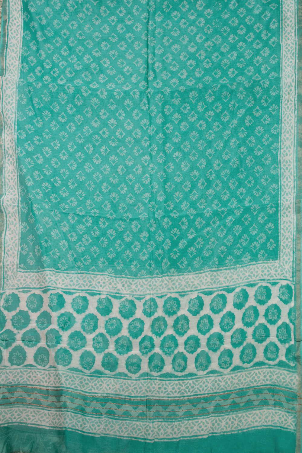 Green Chanderi Silk Cotton Top & Dupatta - Image 3