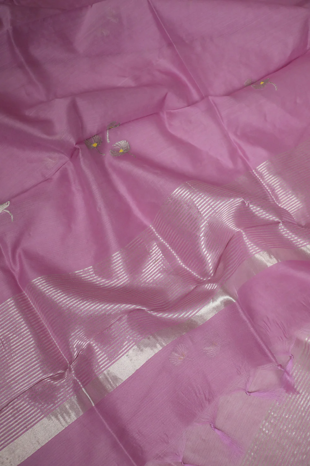 French Pink Handwoven Chanderi Dupatta - Image 3