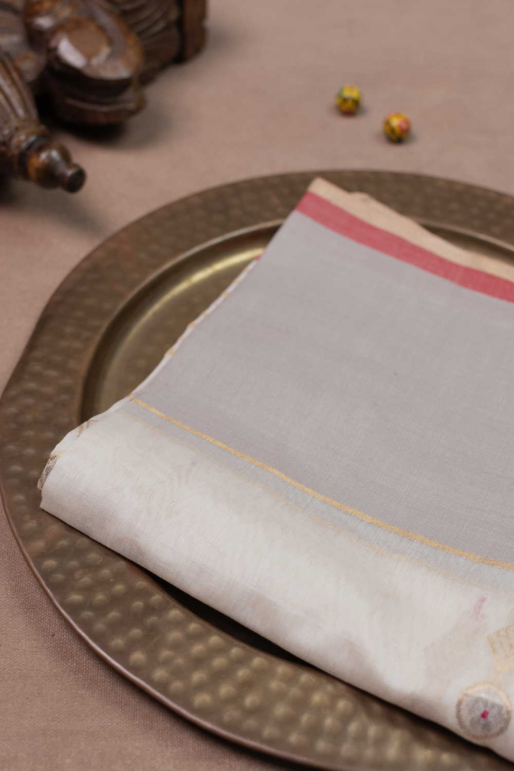 Zari Butti - Cream Chanderi Silk Cotton Dupatta