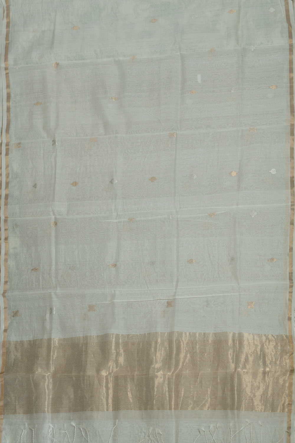 Gold Zari Butta on Cream Chanderi Silk Cotton Dupatta - Image 3