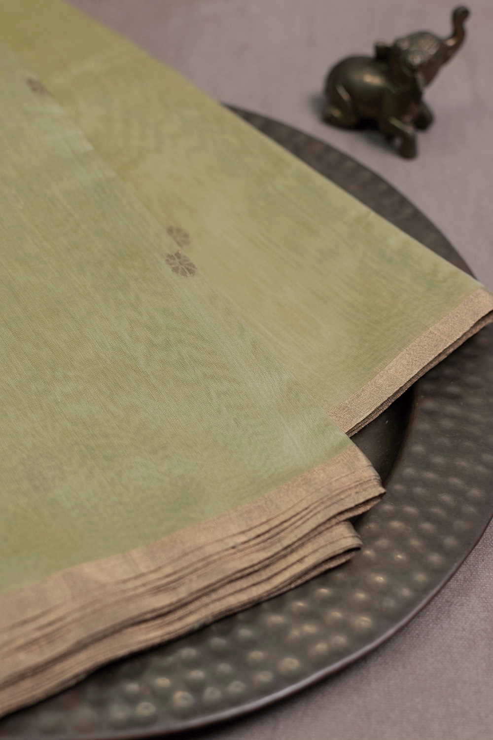 Lighter Green Chanderi Silk Cotton Fabric - Image 2