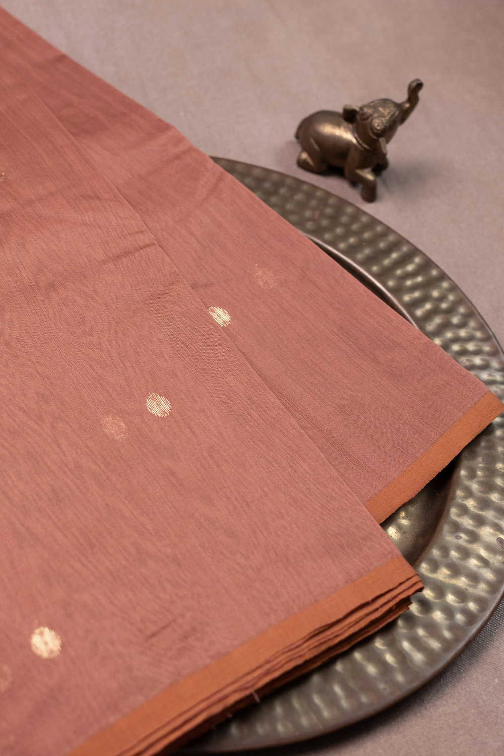 Gold Zari Butti Chanderi Silk Cotton Fabric - Image 2