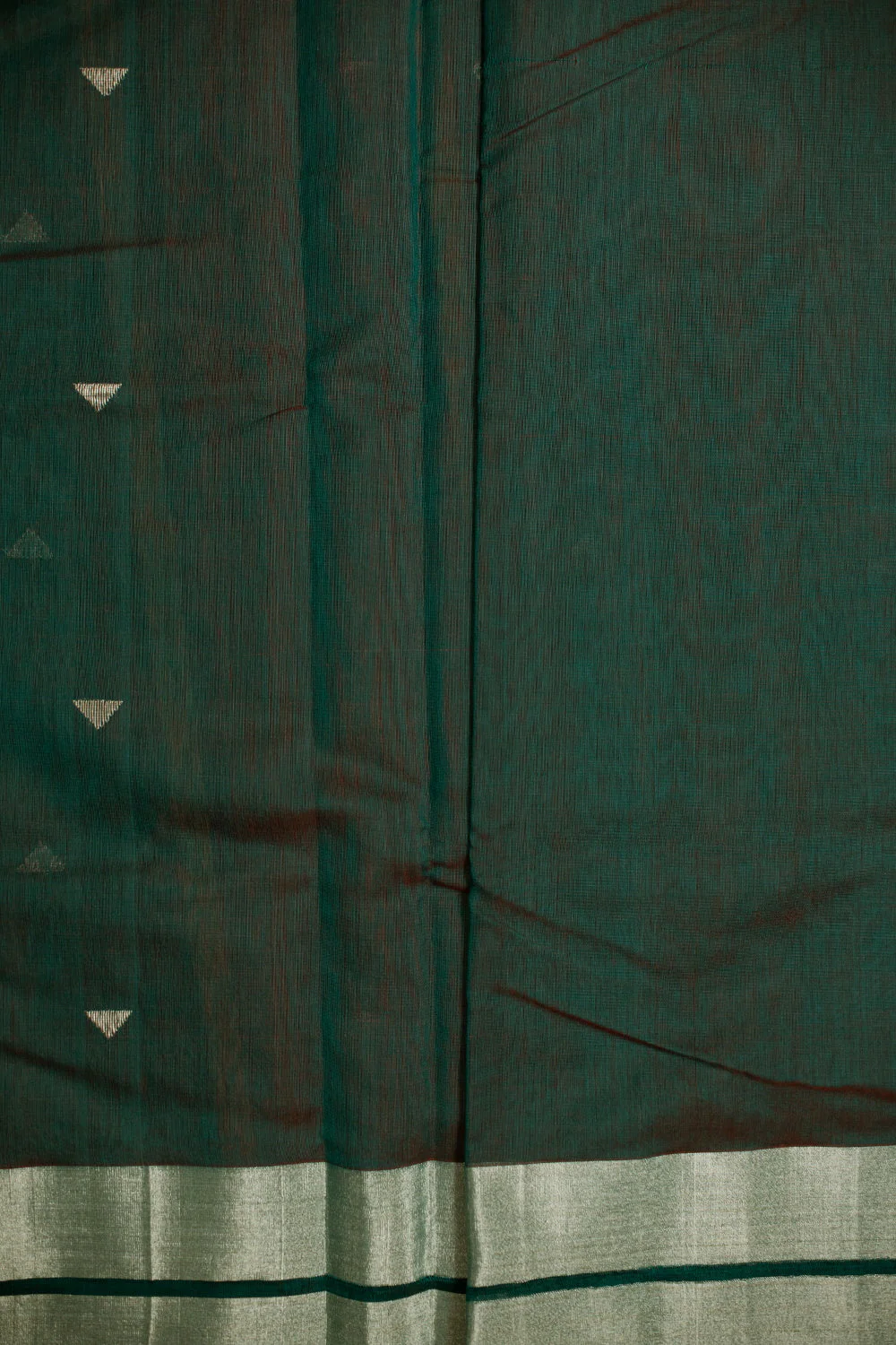 Dual Shaded Green Handwoven Chanderi Silk Cotton Saree with Modal Silk Blouse - Image 5
