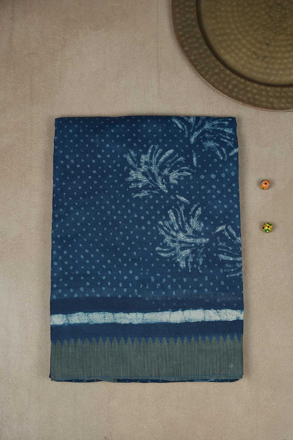 Indigo Chanderi Silk Cotton saree