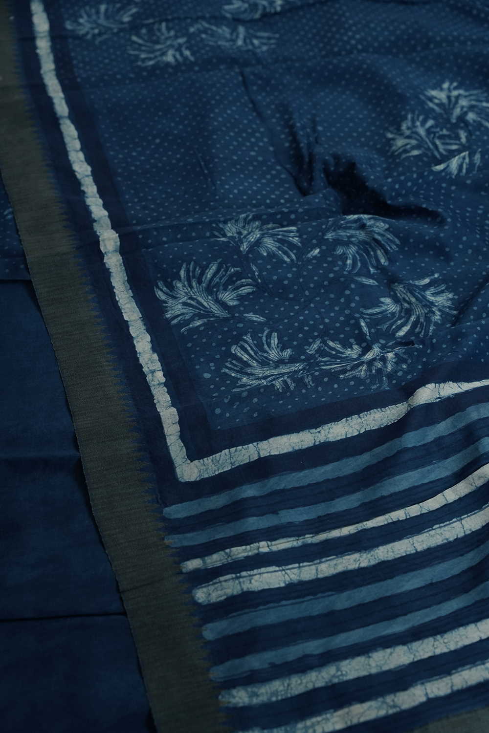Indigo Chanderi Silk Cotton saree - Image 3