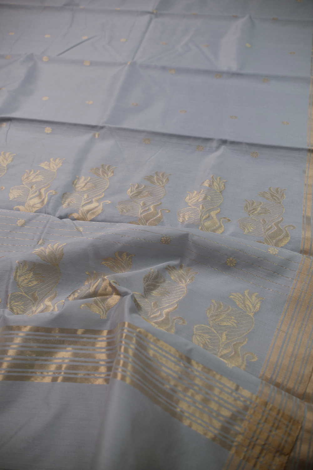 Baby Grey Chanderi Silk Cotton saree - Image 3