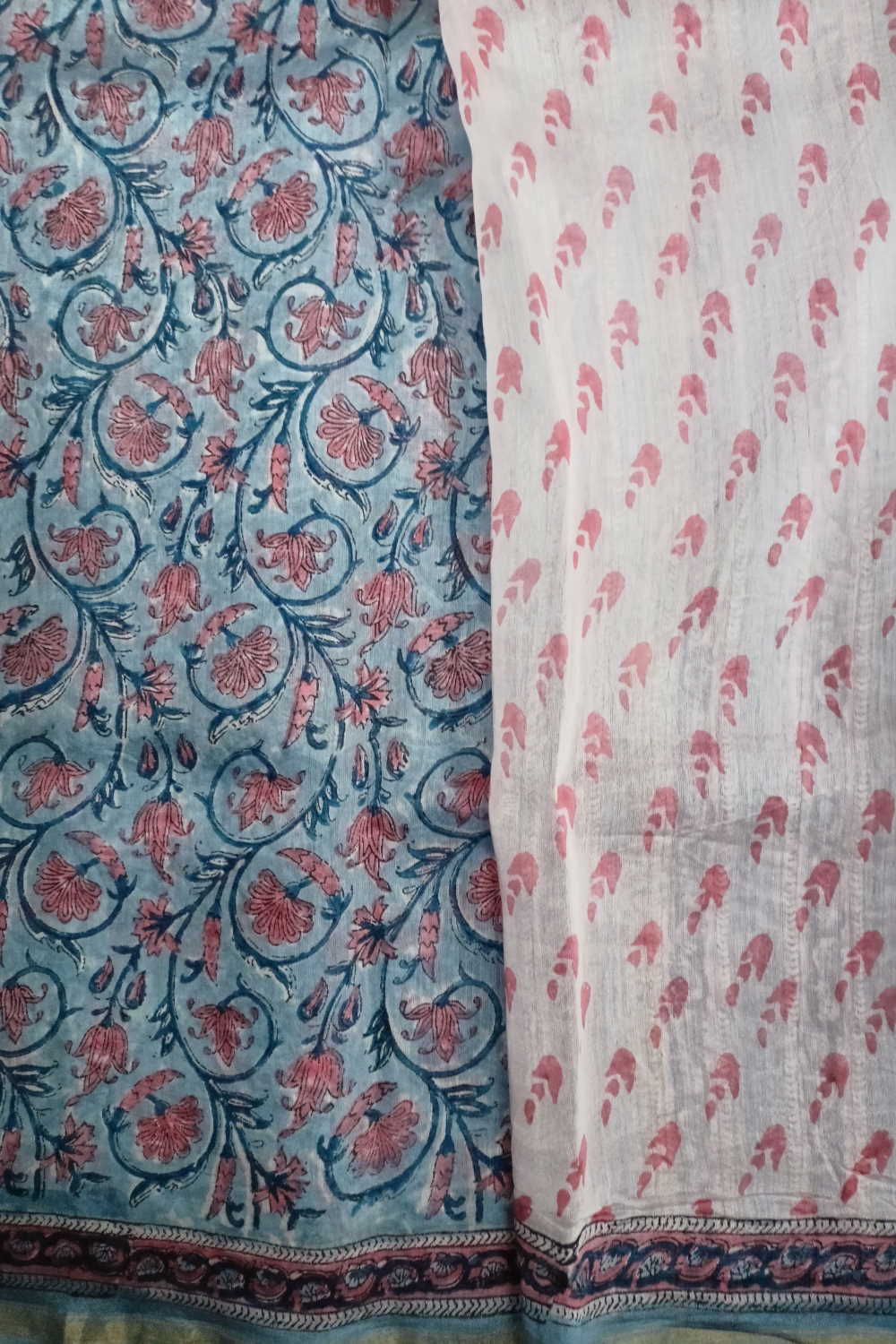Smudged Blue Chanderi Silk Cotton saree - Image 6