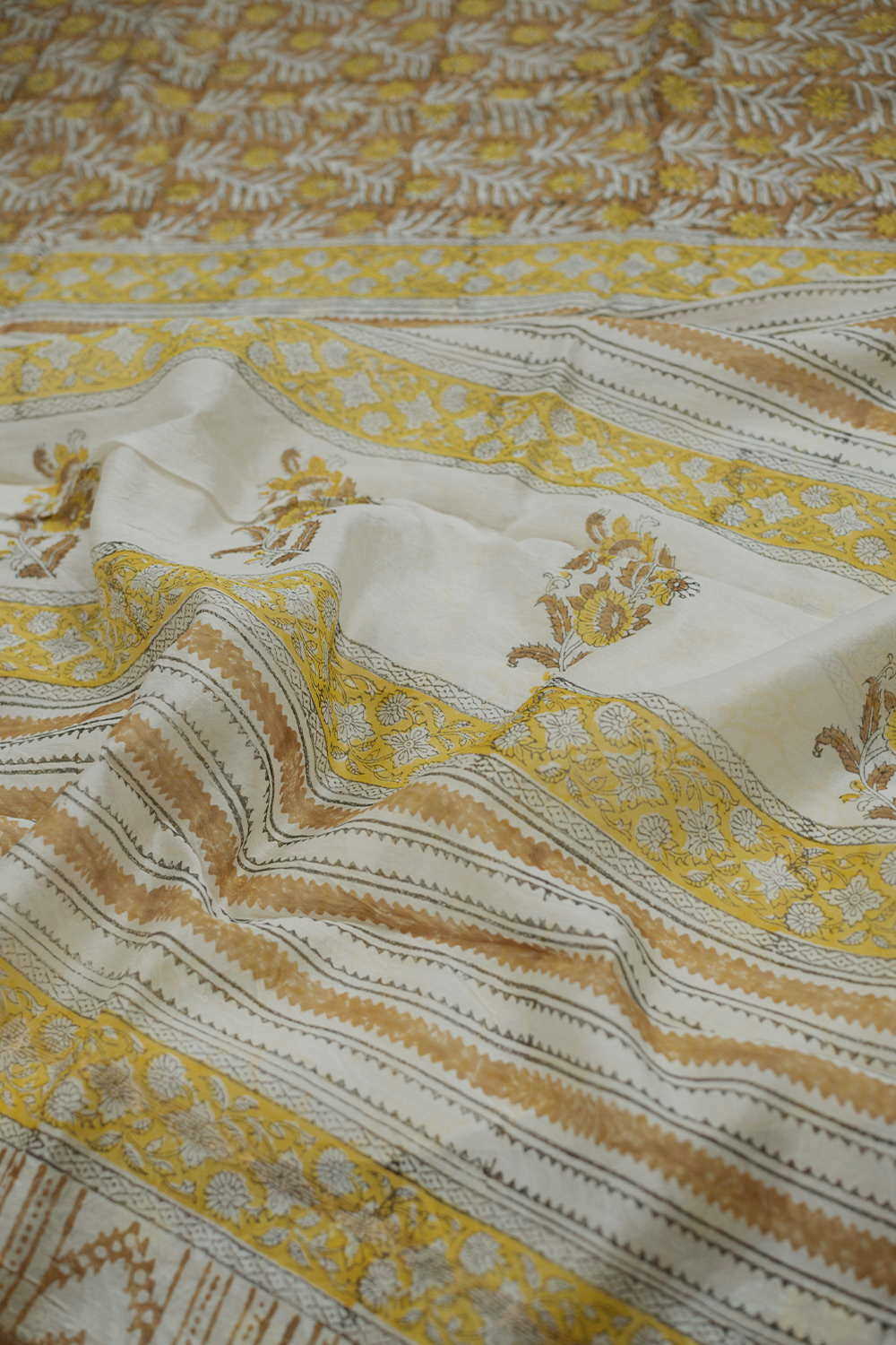 Yellow Garden Chanderi Silk Cotton saree - Image 3