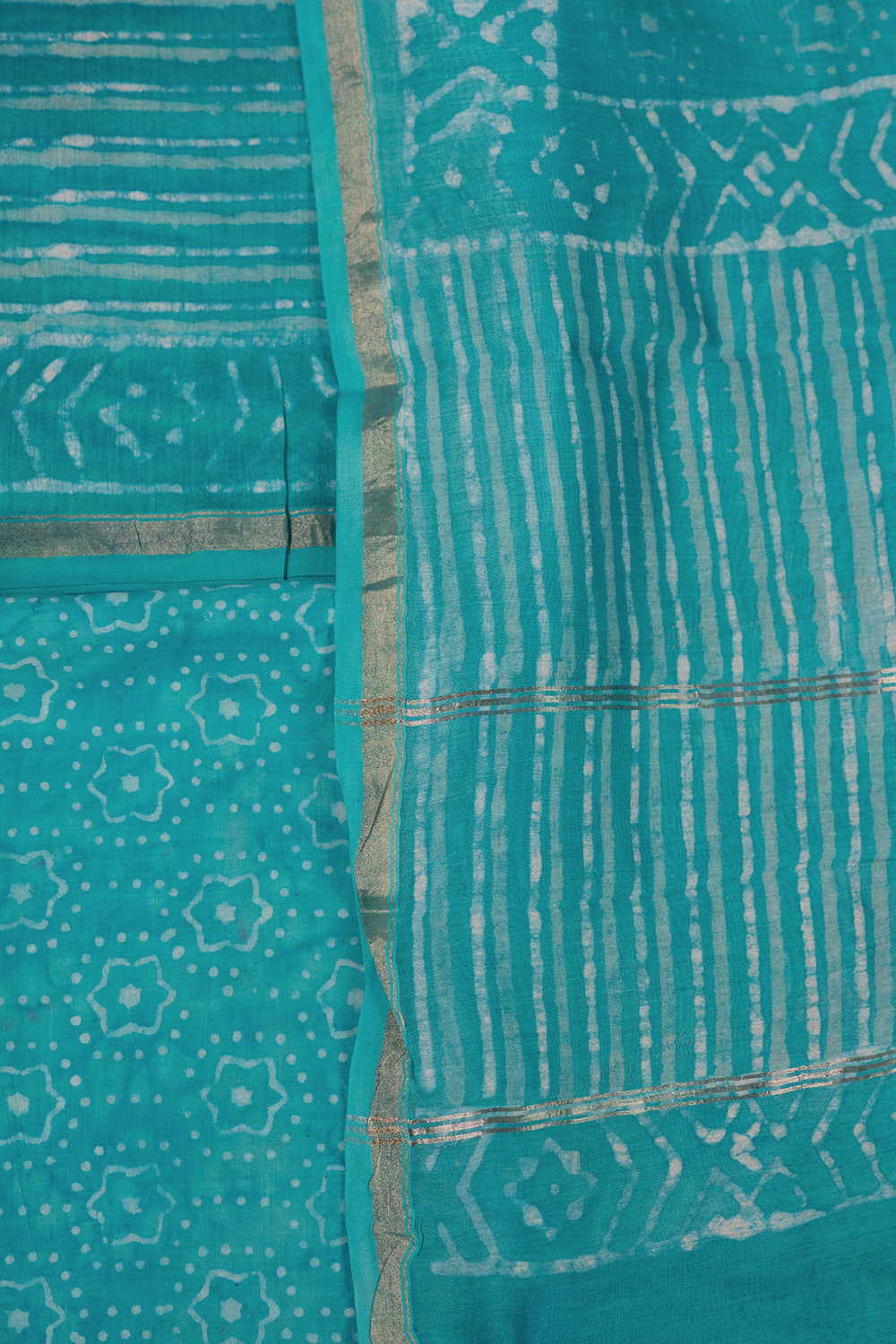 Turqouise Shade Chanderi Silk Cotton Suit - Image 3
