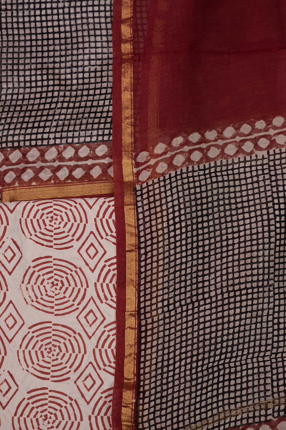 Checks Design Chanderi Silk Cotton Suit - Image 3