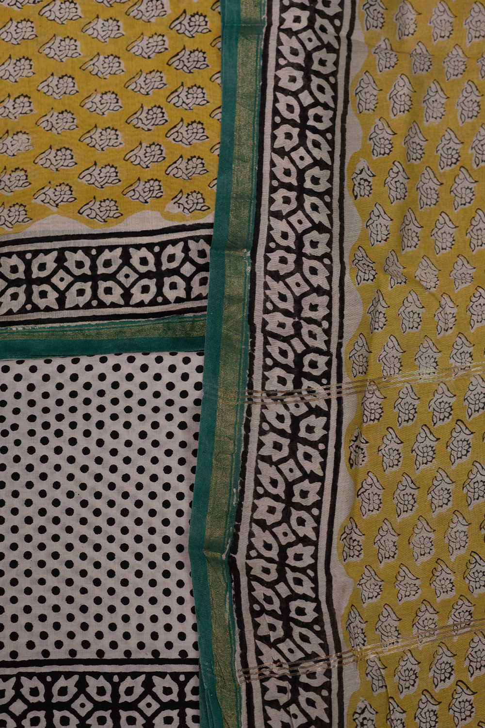 Yellow Chanderi Silk Cotton Suit - Image 3