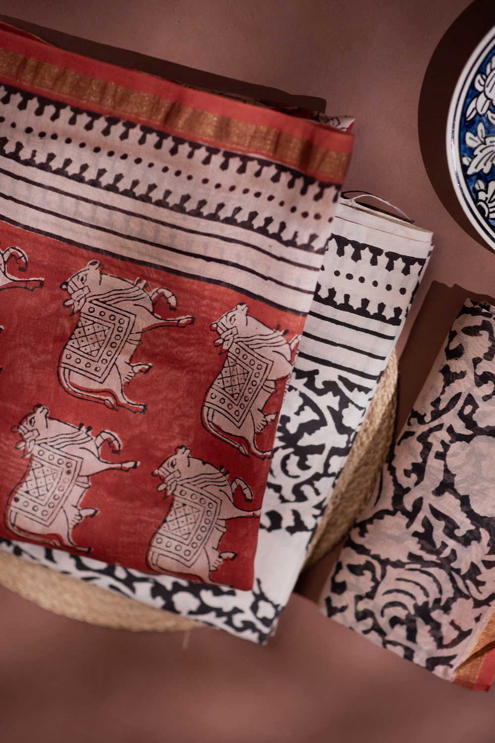 Buttas on Maroon Chanderi Silk Cotton Suit