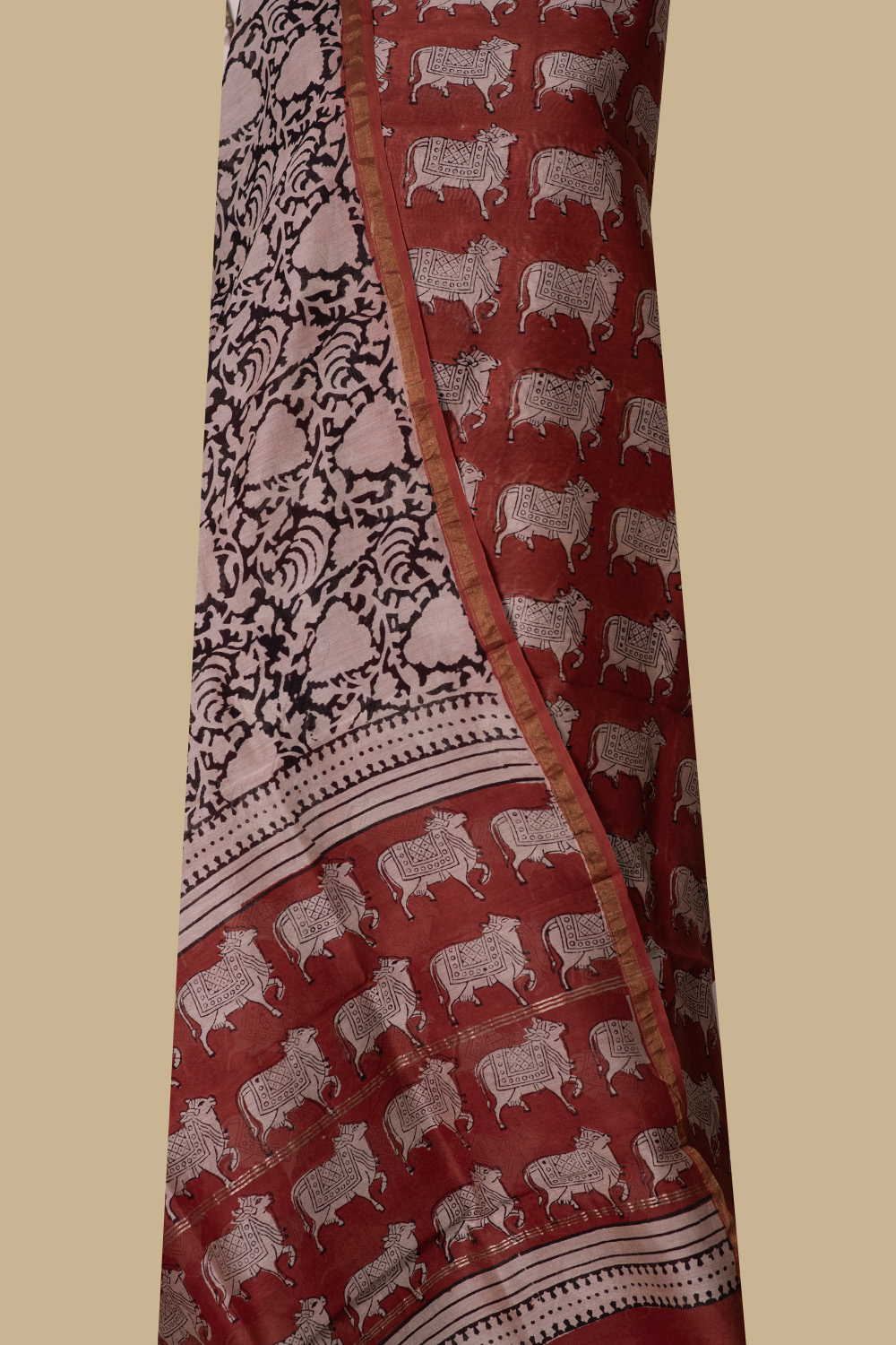 Buttas on Maroon Chanderi Silk Cotton Suit - Image 2