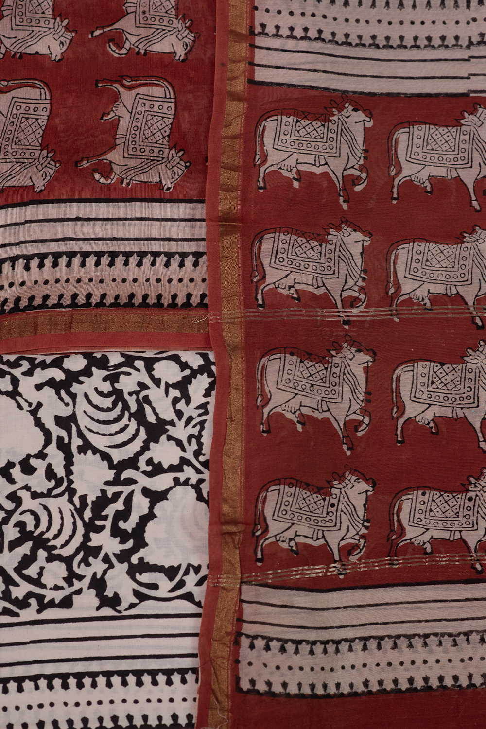 Buttas on Maroon Chanderi Silk Cotton Suit - Image 3