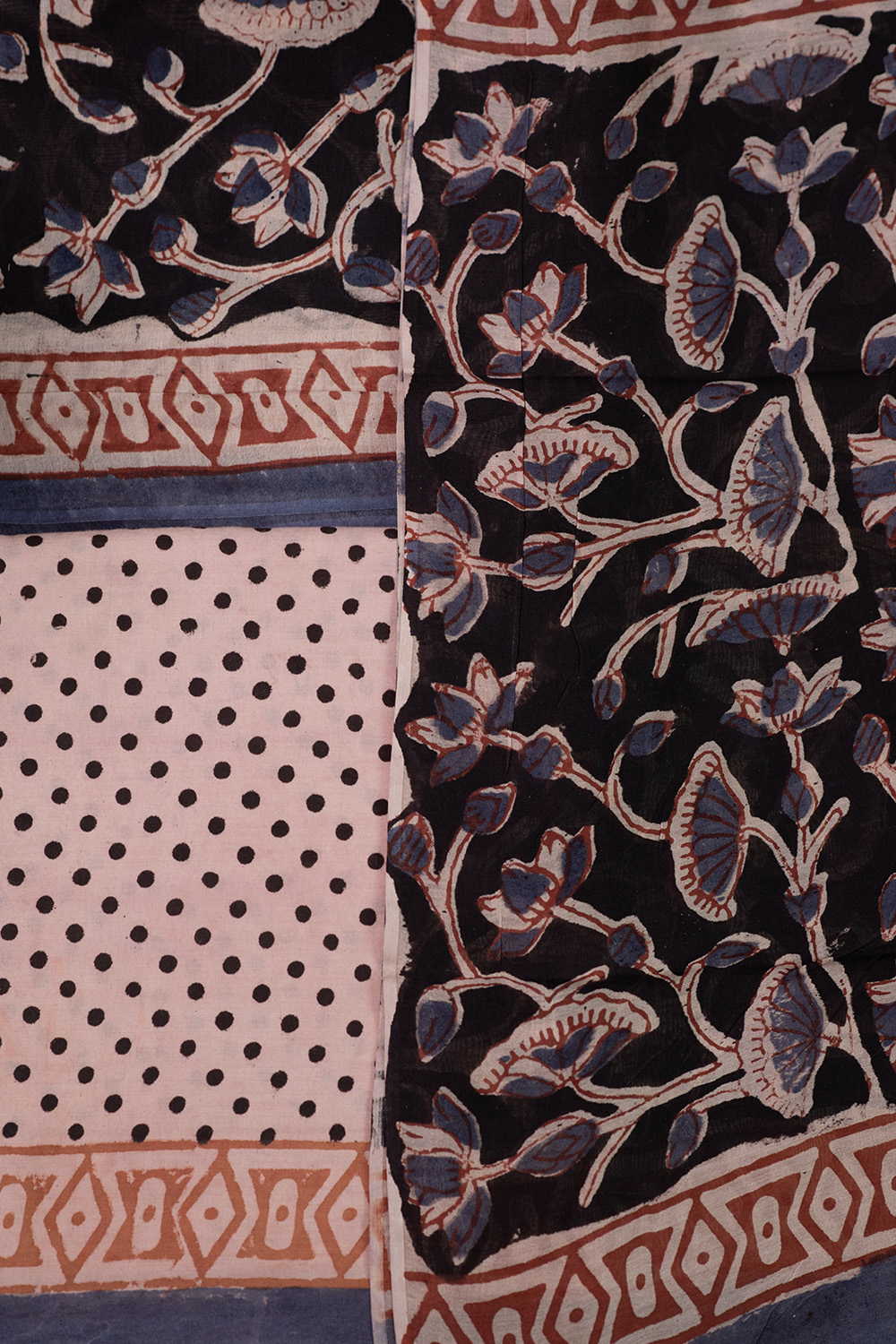 Black Floral Chanderi Silk Cotton Suit - Image 3