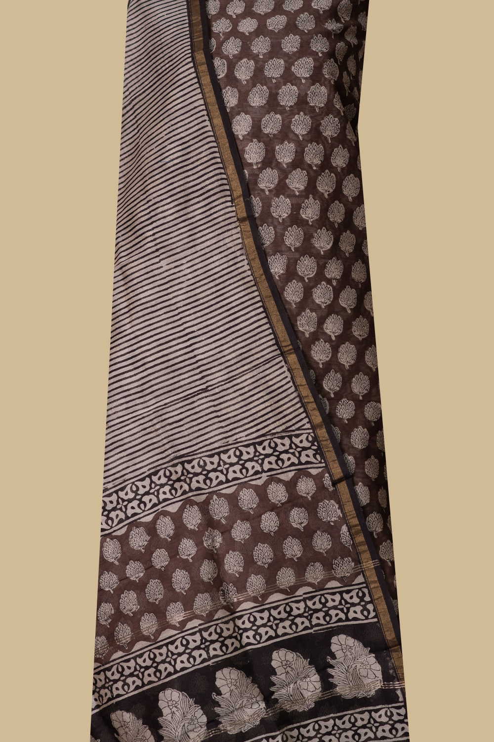 Brown Shaded Chanderi Silk Cotton Suit - Image 2