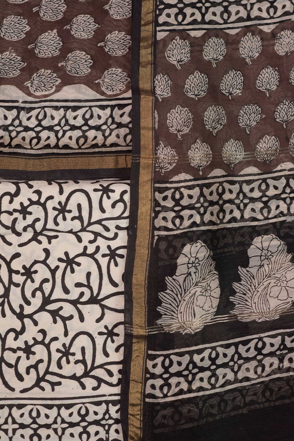 Brown Shaded Chanderi Silk Cotton Suit - Image 3