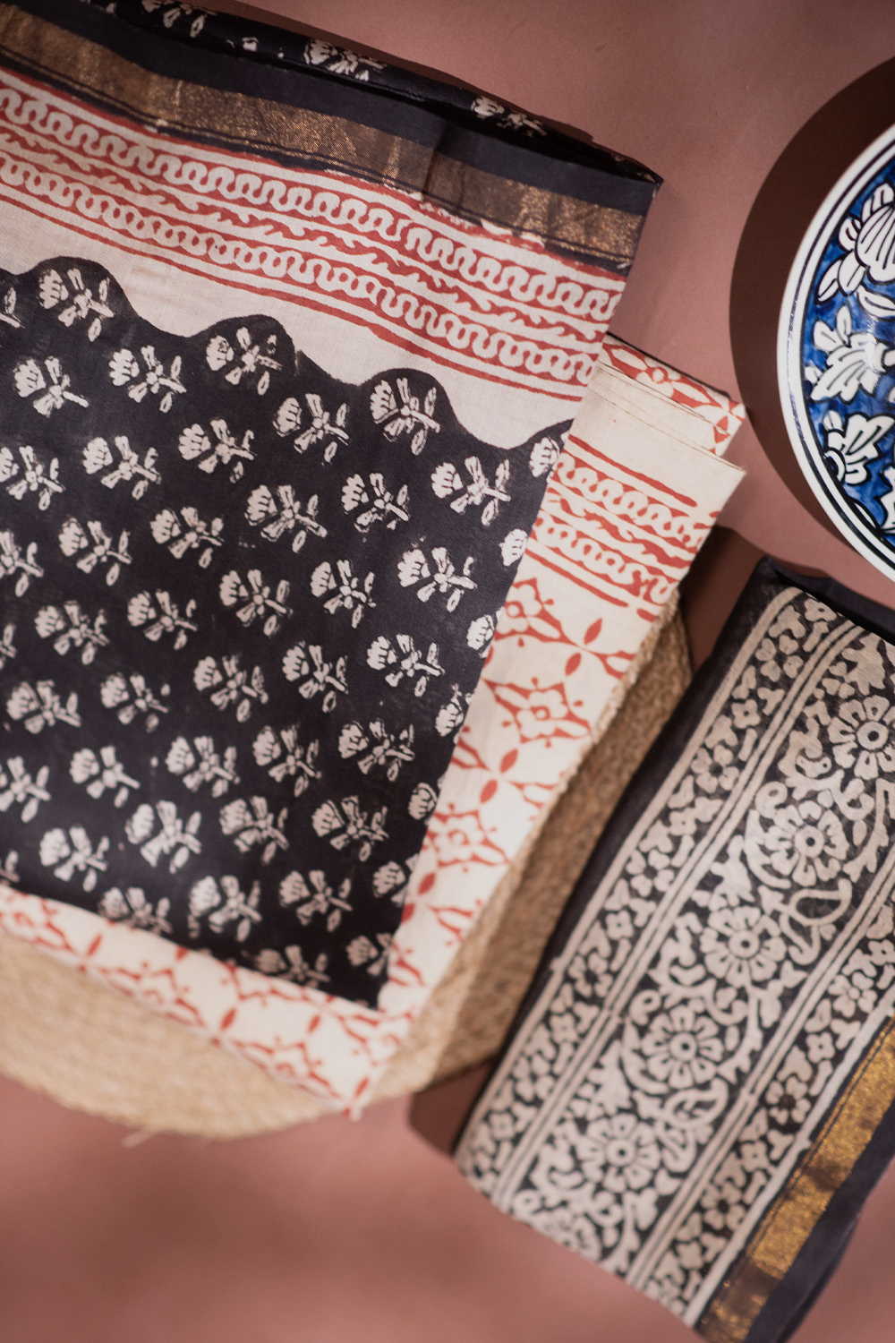 Flower Motifs on Black Chanderi Silk Cotton Suit