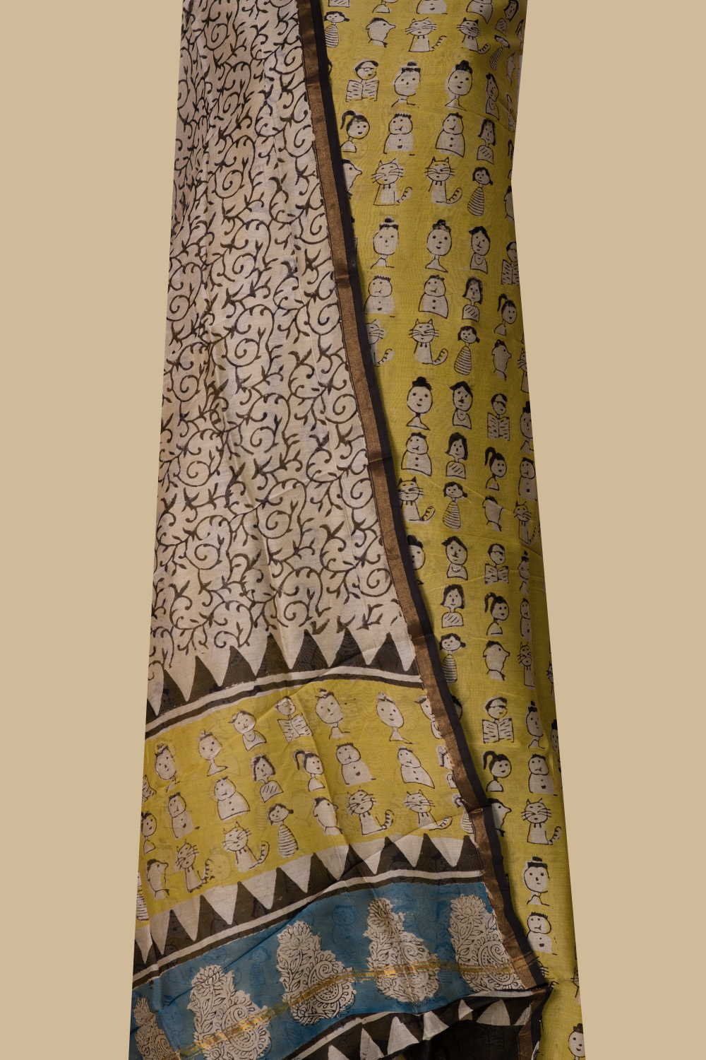 Yellow Patterned Chanderi Silk Cotton Suit - Image 2