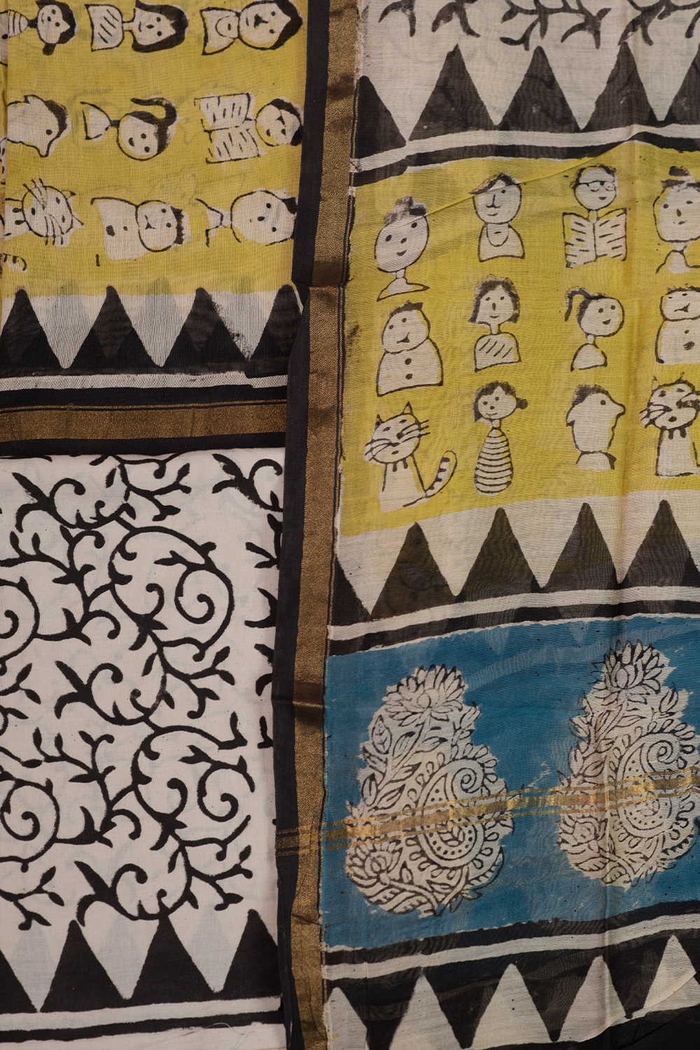Yellow Patterned Chanderi Silk Cotton Suit - Image 3
