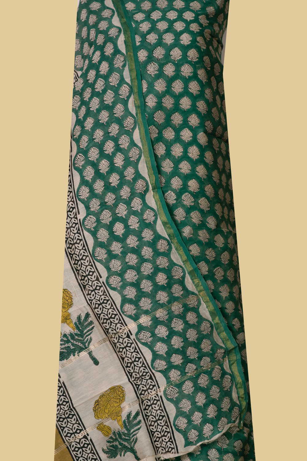 Green Chanderi Silk Cotton Suit - Image 2