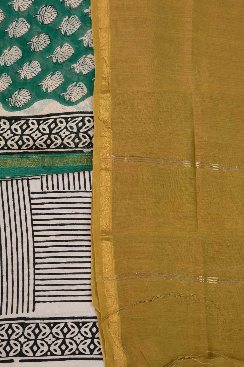 Green Chanderi Silk Cotton Suit - Image 3