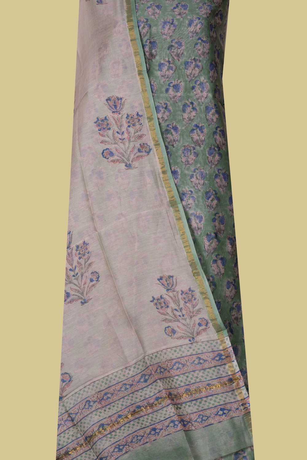 Shade of Green Chanderi Silk Cotton Suit - Image 2
