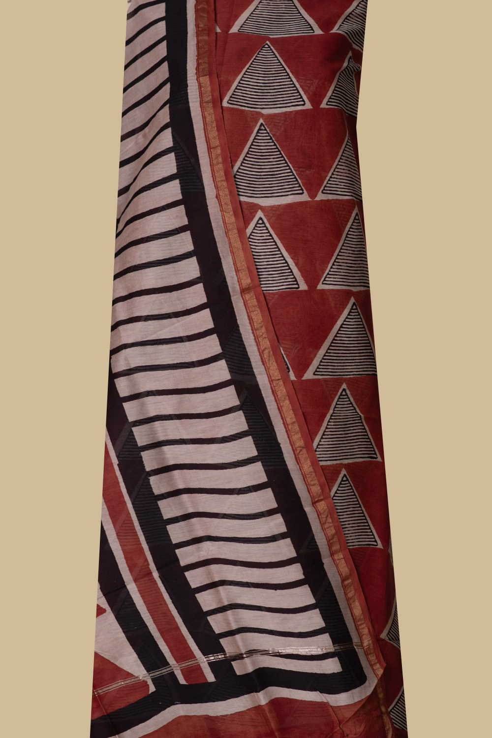 Maroon Patterned Chanderi Silk Cotton Suit - Image 2