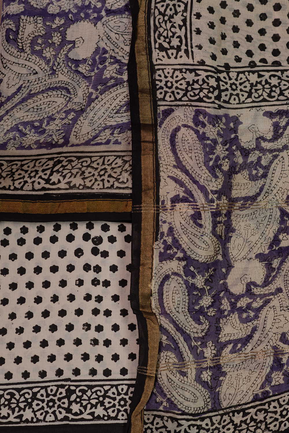 Paisley on Purple Chanderi Silk Cotton Suit - Image 3