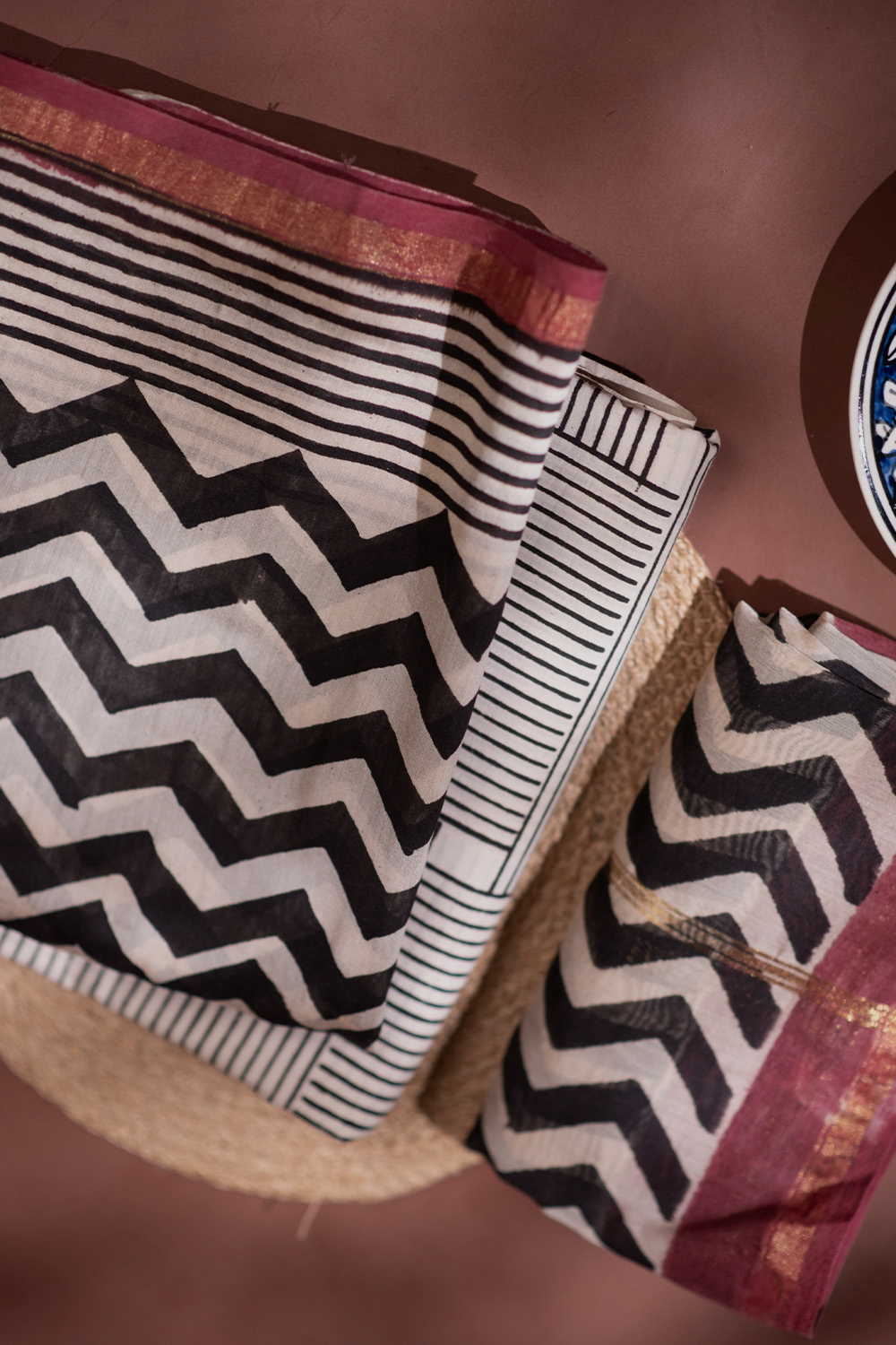 Chevron Patterned Chanderi Silk Cotton Suit
