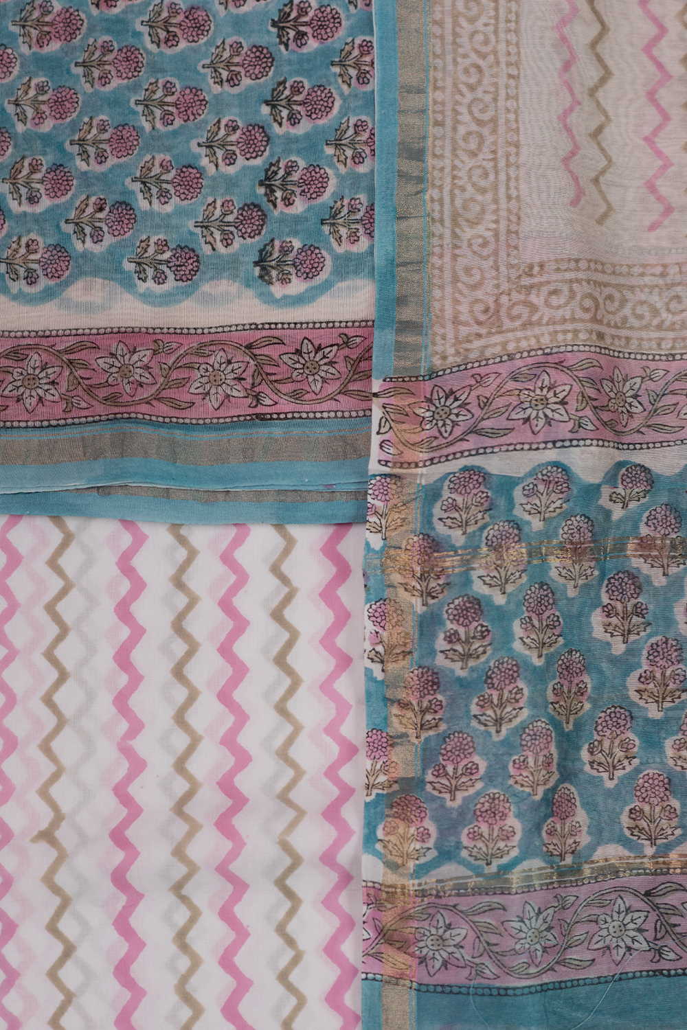 Motifs on Blue Chanderi Silk Cotton Suit - Image 3