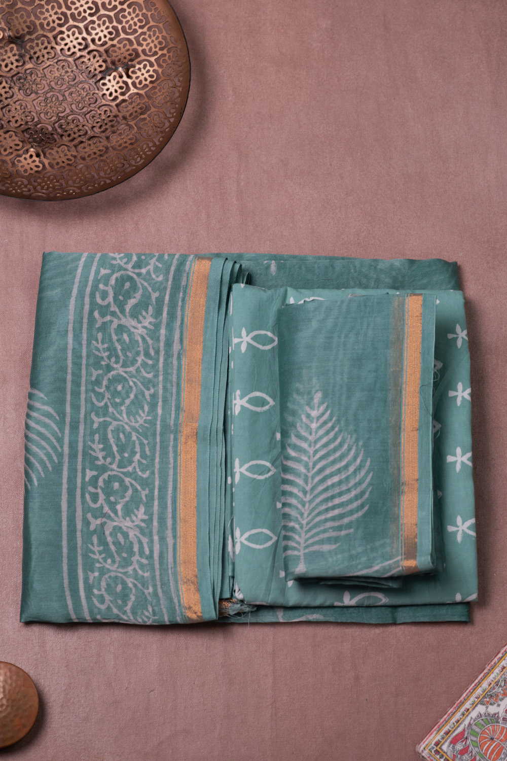 Shades of Green Chanderi Silk Cotton Suit - Image 2