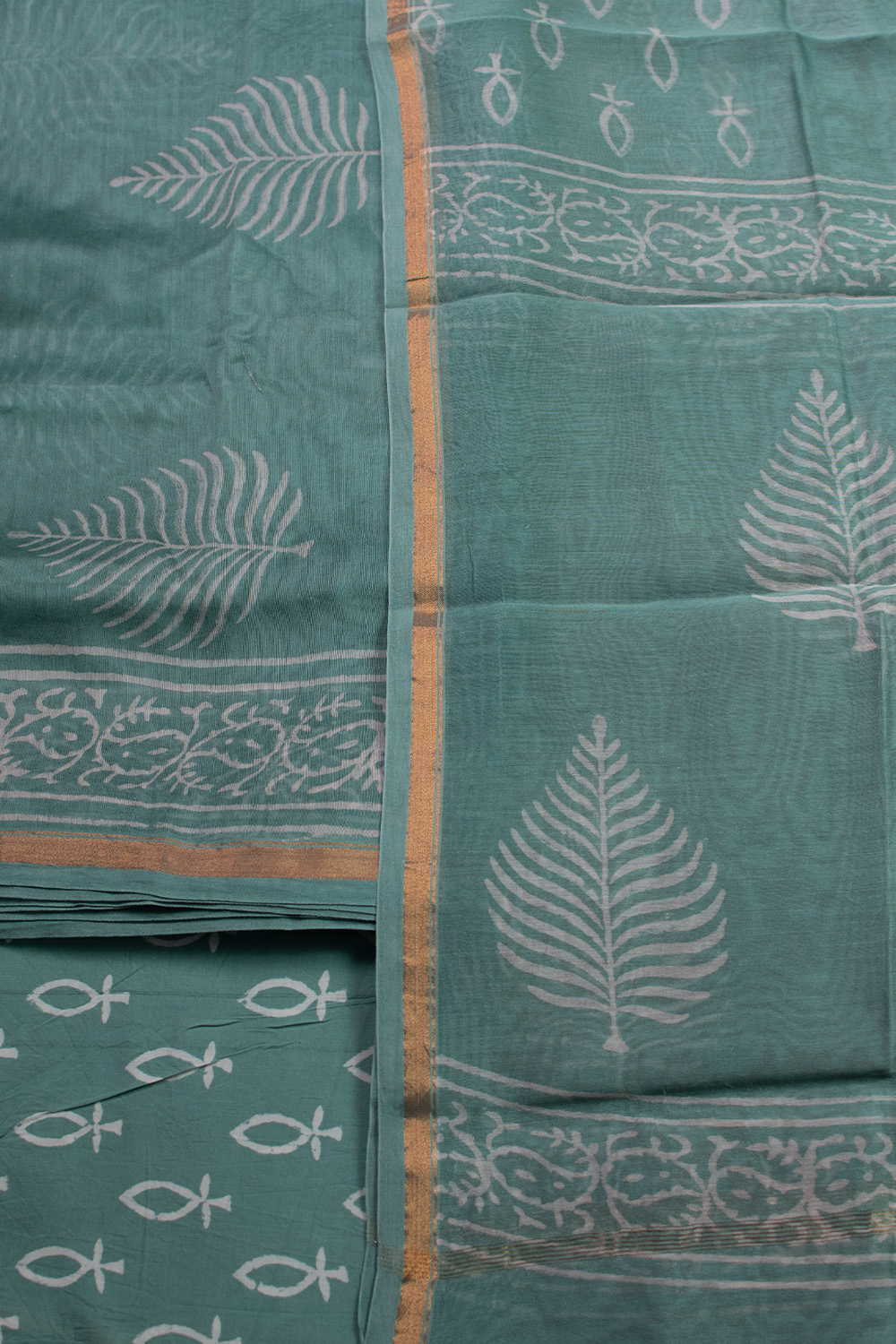 Shades of Green Chanderi Silk Cotton Suit - Image 3