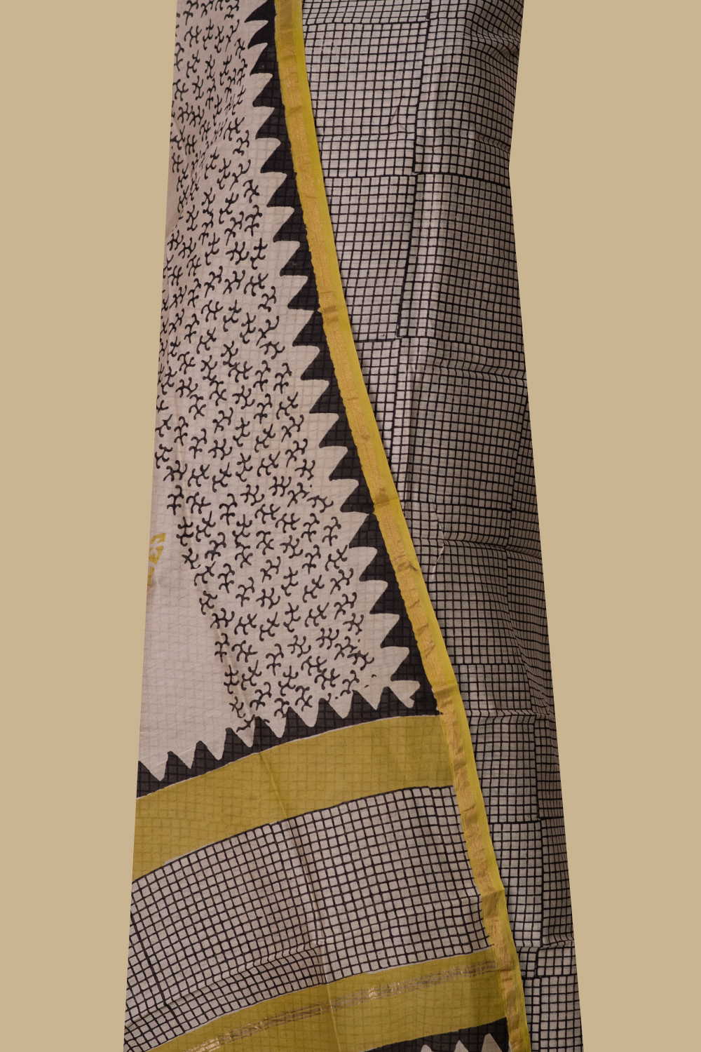 Checks on Cream Chanderi Silk Cotton Suit - Image 2