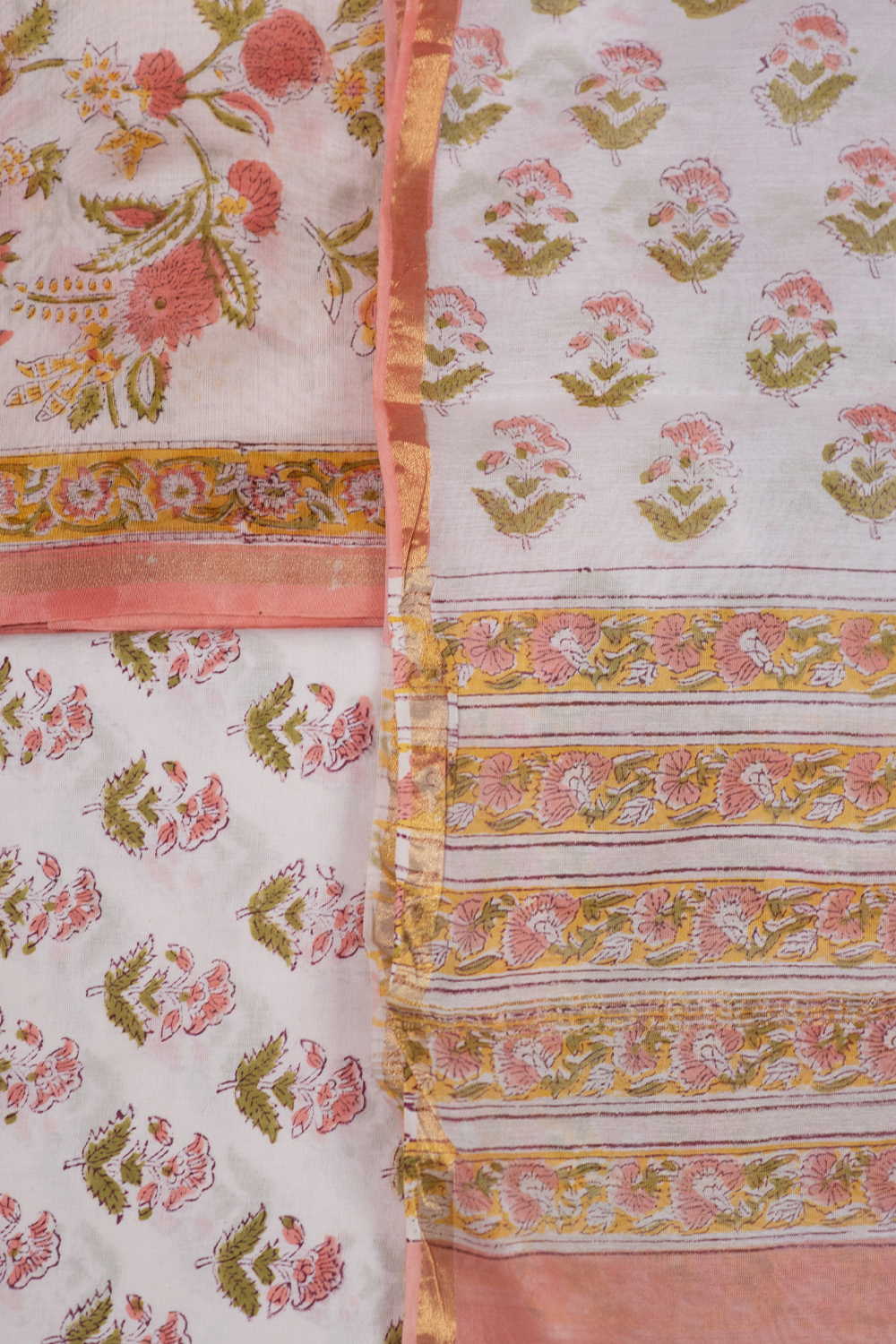 Creamy Blossom Chanderi Silk Cotton Suit - Image 3