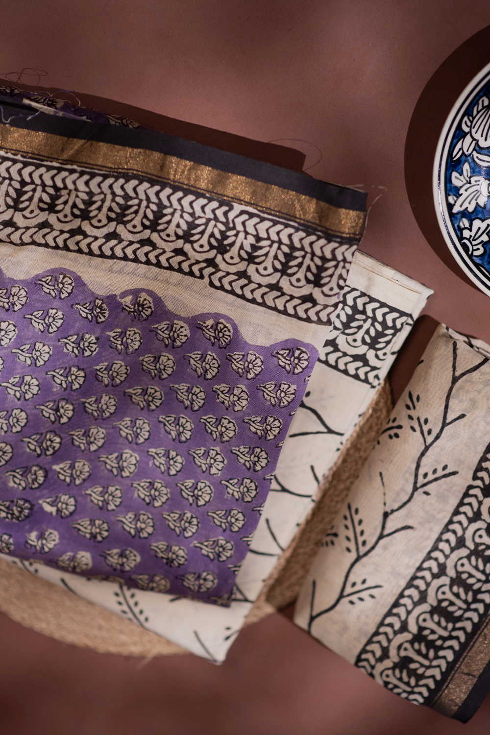 Tiny Motifs on Purple Chanderi Silk Cotton Suit