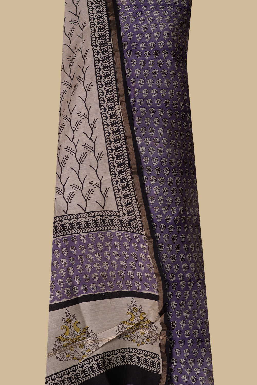 Tiny Motifs on Purple Chanderi Silk Cotton Suit - Image 2