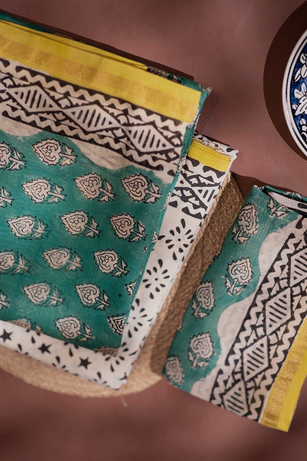 Green Shaded Chanderi Silk Cotton Suit