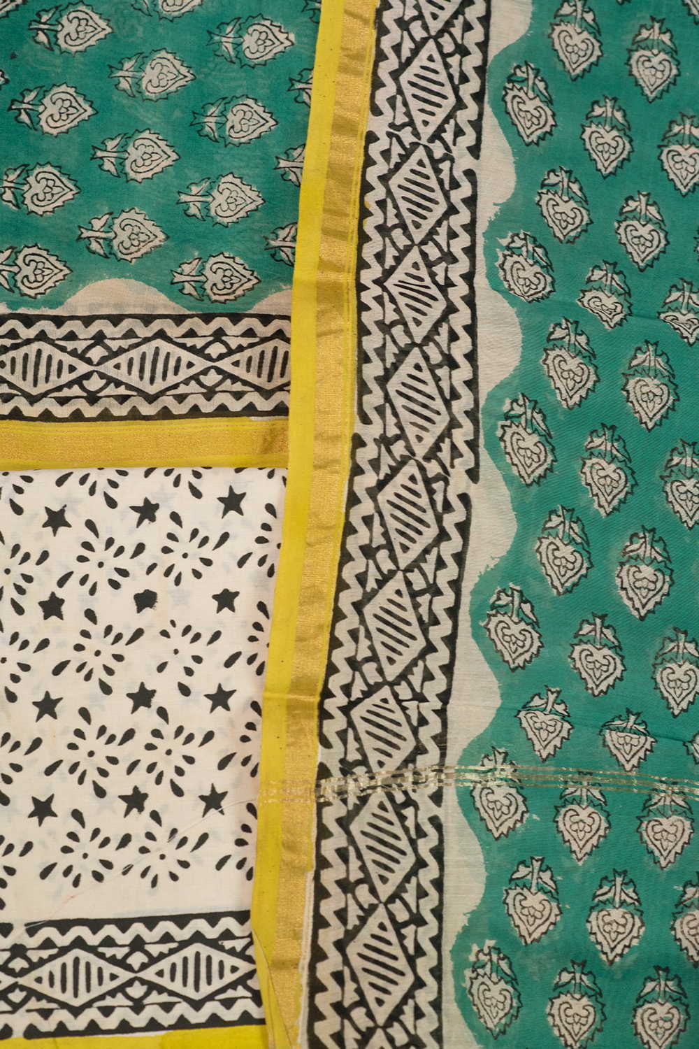 Green Shaded Chanderi Silk Cotton Suit - Image 3