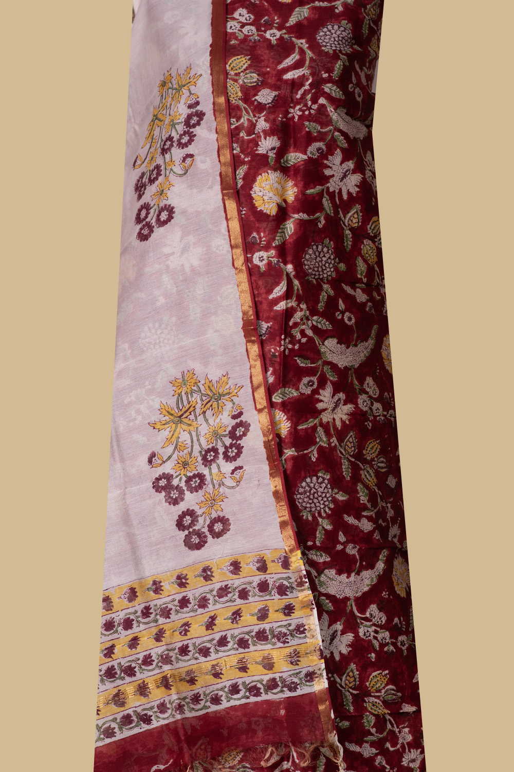 Maroon Garden Chanderi Silk Cotton Suit - Image 2