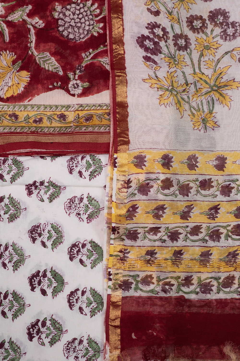 Maroon Garden Chanderi Silk Cotton Suit - Image 3