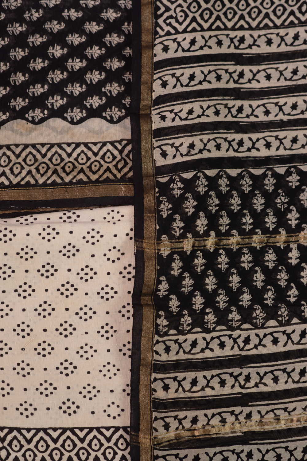 Black with Tiny Motif Chanderi Silk Cotton Suit - Image 3