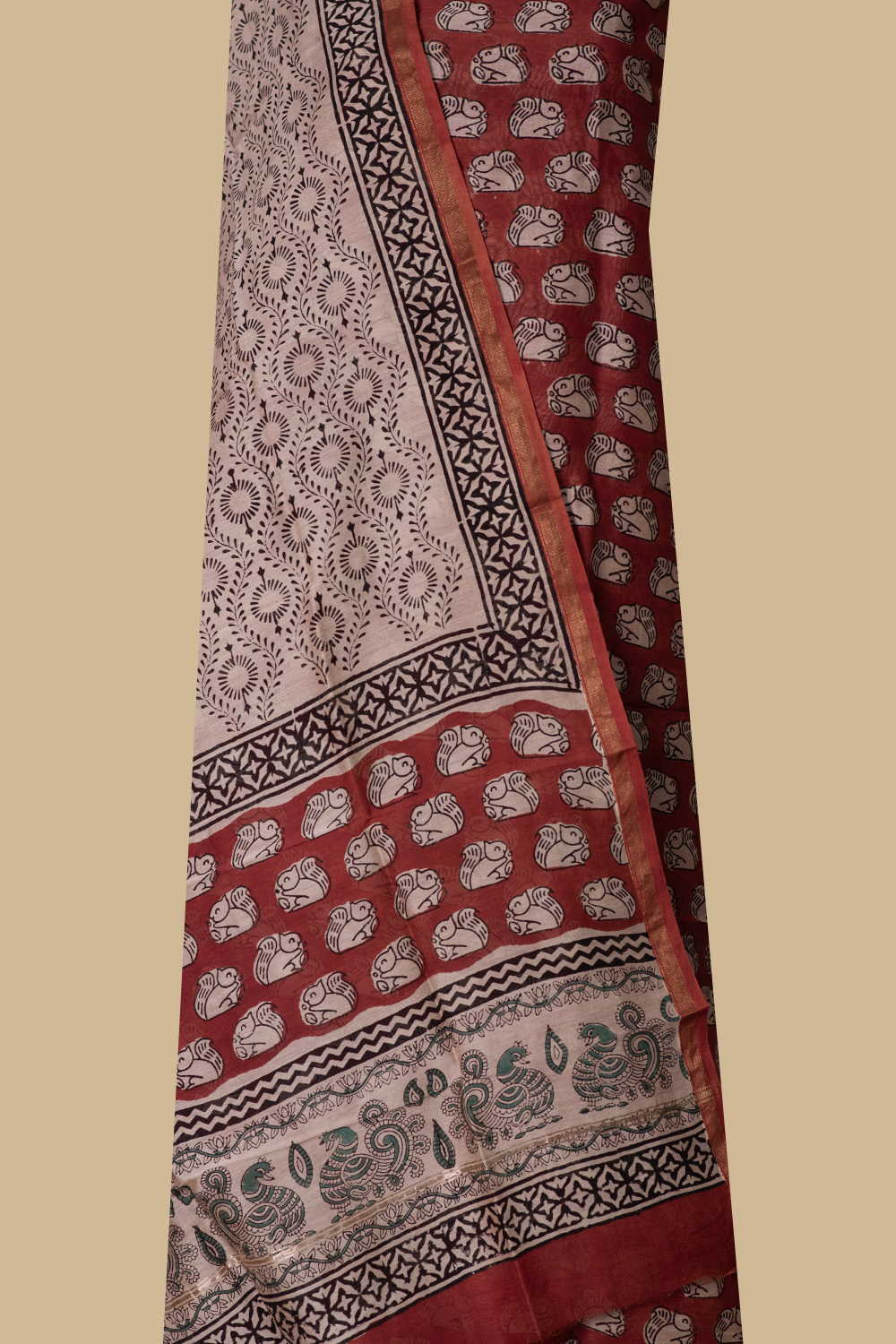 Maroon Shaded Chanderi Silk Cotton Suit - Image 2