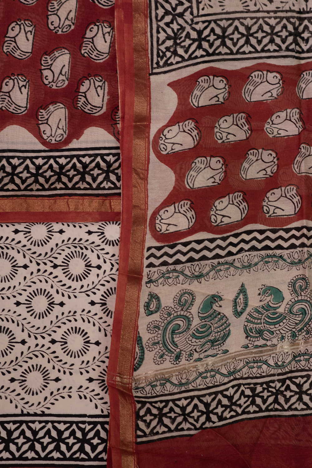 Maroon Shaded Chanderi Silk Cotton Suit - Image 3