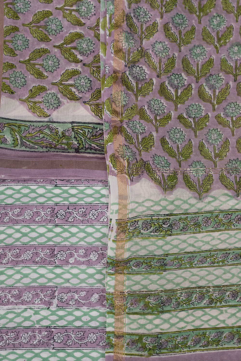 Pink Floral Chanderi Silk Cotton Suit - Image 3