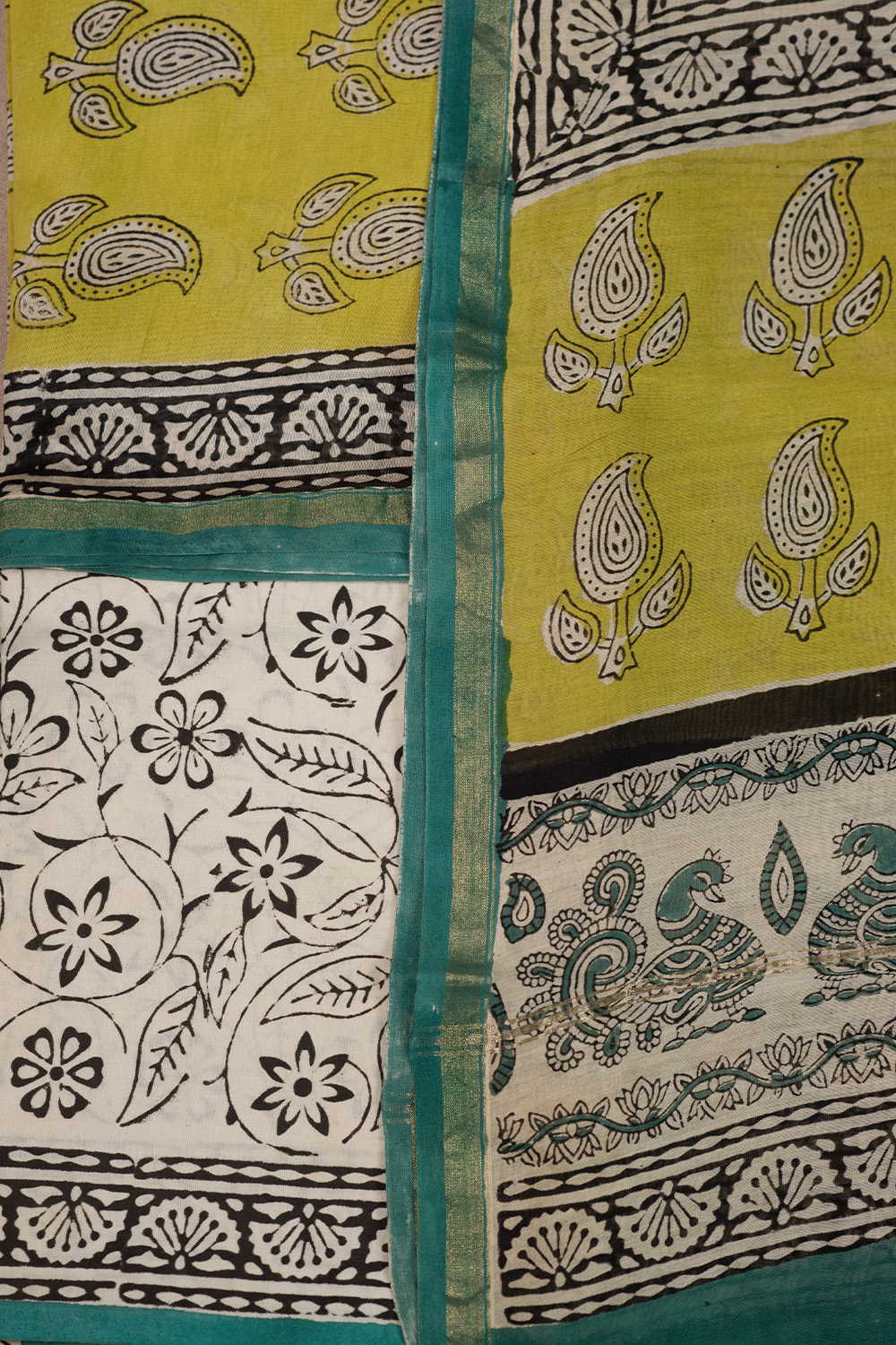 Yellow Paisley Chanderi Silk Cotton Suit - Image 3