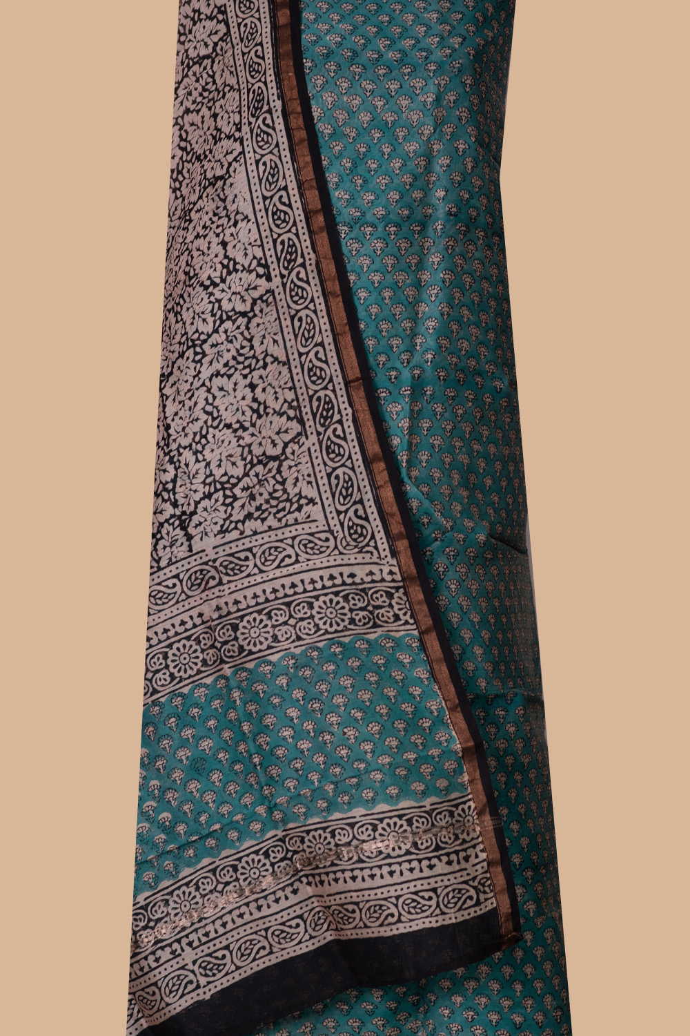Tiny Motifs Green Chanderi Silk Cotton Suit